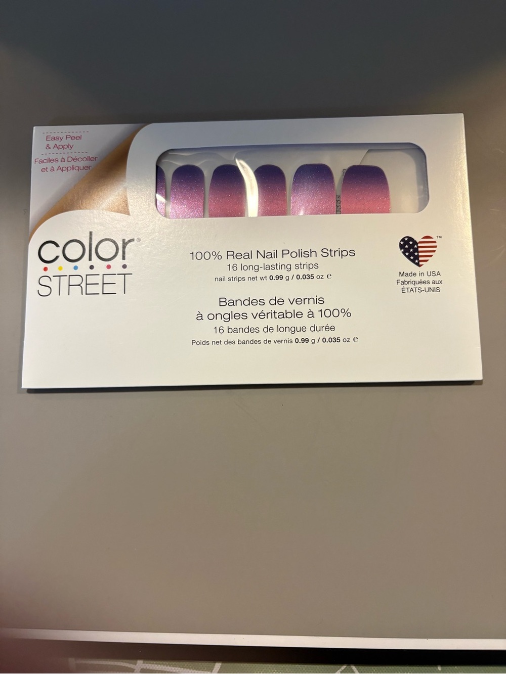 Color Street Pink to Purple Ombre Glitter Nail Strips